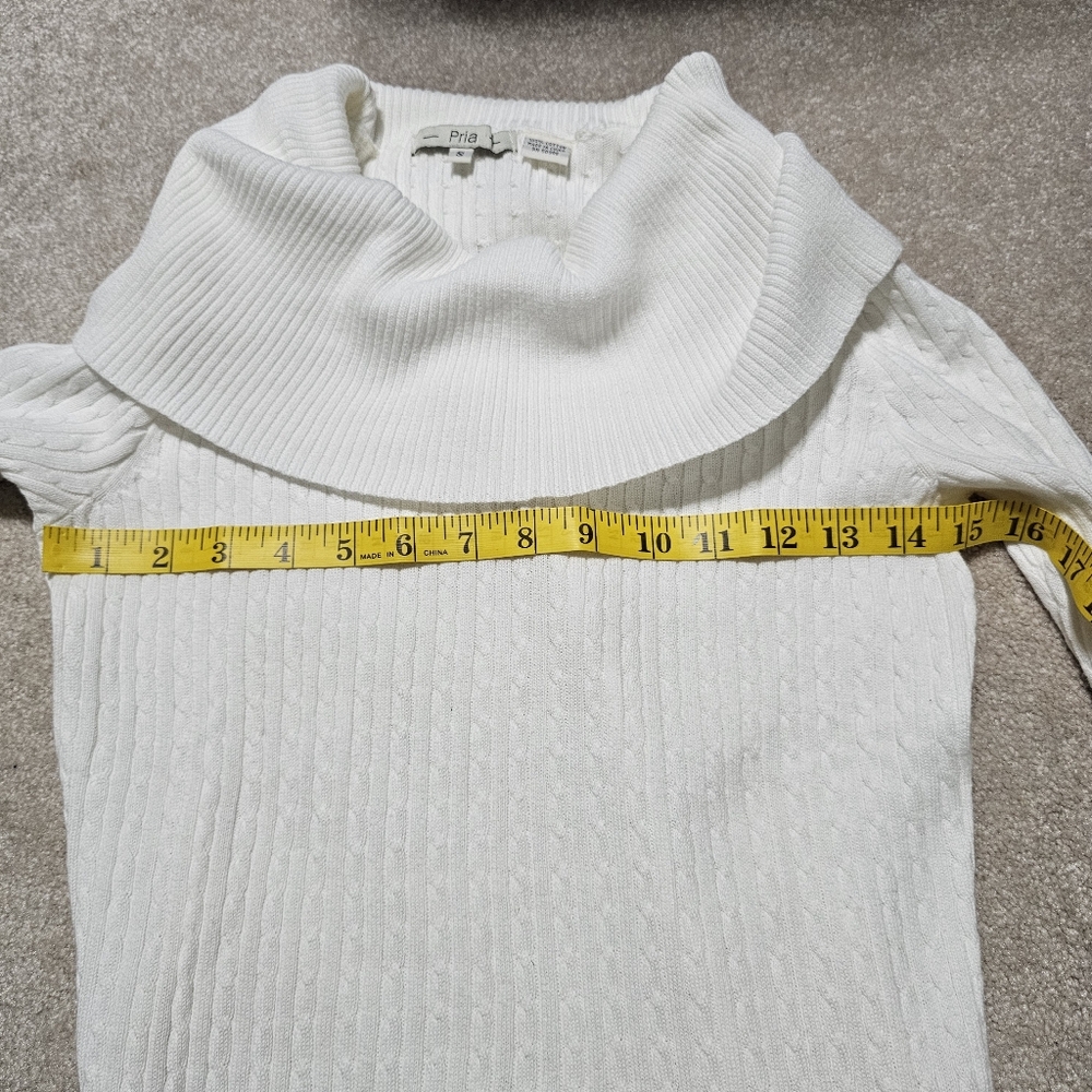 Pria White Off Shoulder Cable Knit Sweater Top S - Picture 5 of 6